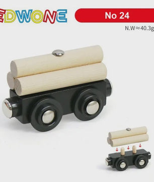 Houten Magneet Treinwagon Set - Uitbreidbaar en Compatibel met Houten Spoorsystemen