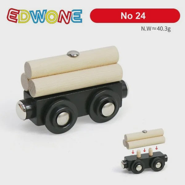 Houten Magneet Treinwagon Set - Uitbreidbaar en Compatibel met Houten Spoorsystemen