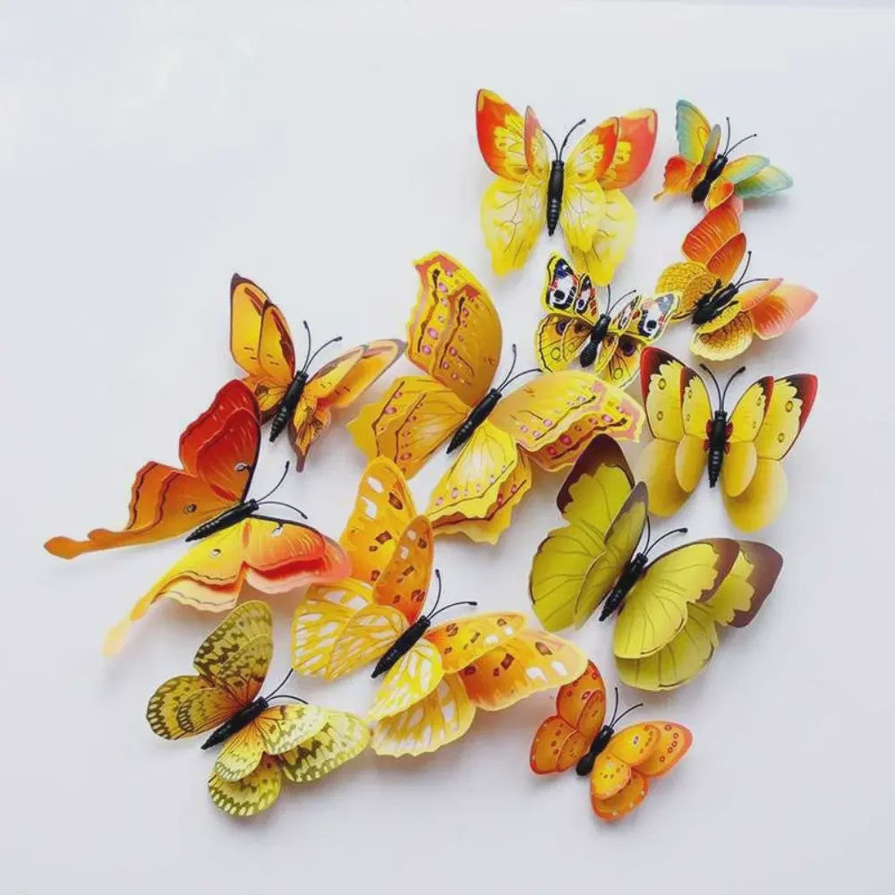 12x 3D Vlinder Stickers - Kleurrijke Decoratie voor Huis, Bruiloft & Kantoor