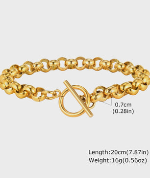 Gouden Chunky Schakelarmband met OT Sluiting - Roestvrij Staal, Aanslagvrij
