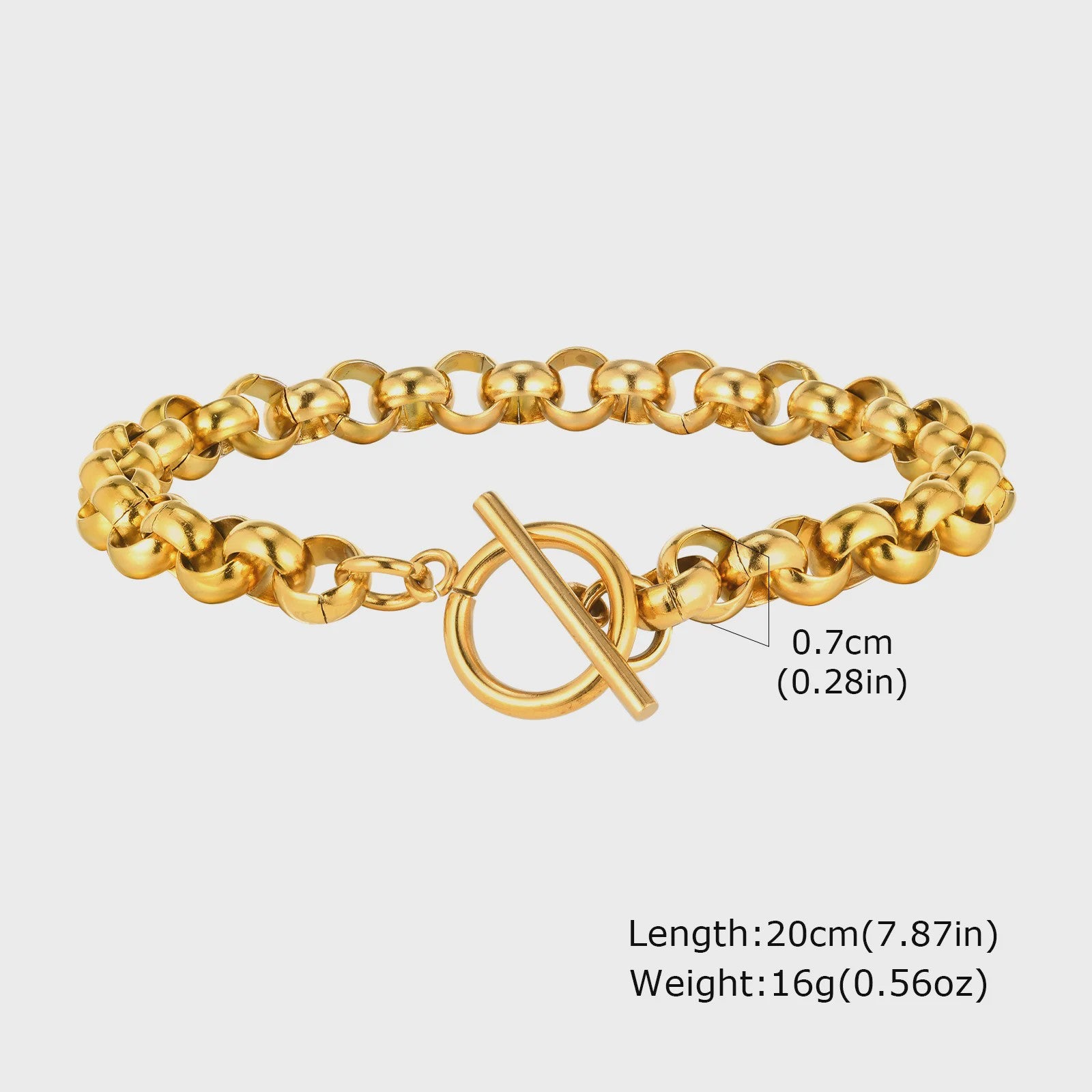 Gouden Chunky Schakelarmband met OT Sluiting - Roestvrij Staal, Aanslagvrij