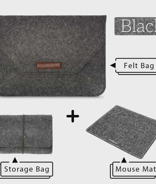 Luxe Vilt Laptop Sleeve - Beschermhoes voor MacBook & Notebooks (11-15.6 inch) - Inclusief Muismat