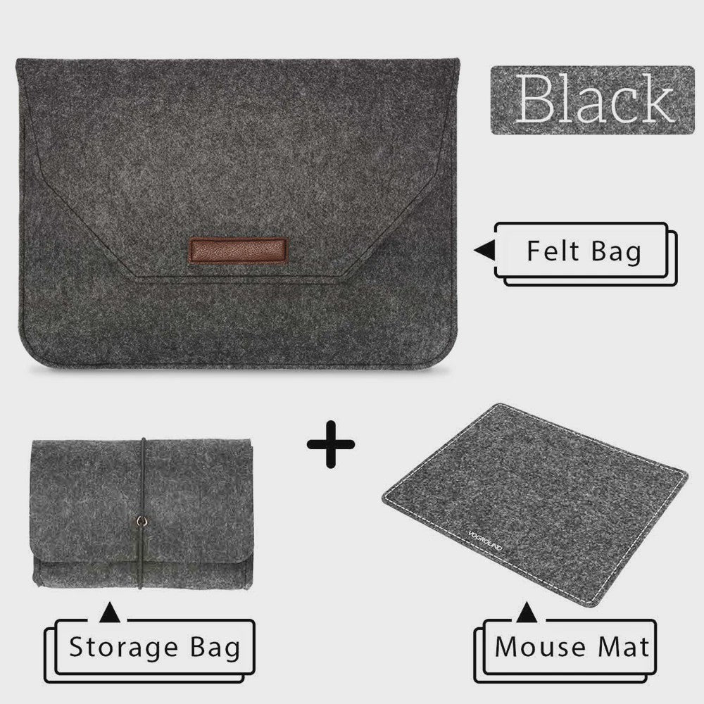 Luxe Vilt Laptop Sleeve - Beschermhoes voor MacBook & Notebooks (11-15.6 inch) - Inclusief Muismat