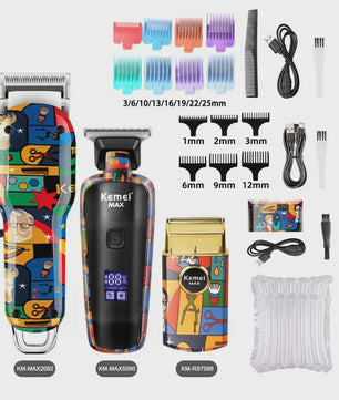 Kemei Oplaadbare Elektrische Tondeuse met Graffiti Design - Professionele Baardtrimmer & Scheerapparaat