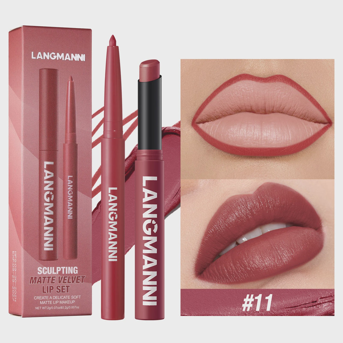Luxe Lipliner & Lipstick Set: Waterproof, Vlekkeloos & Langhoudend
