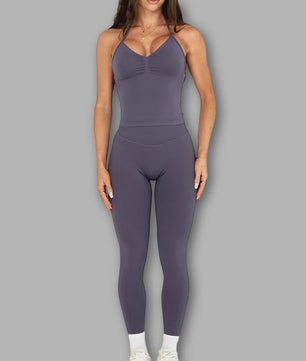 Dames Sportset: Backless Tanktop & Scrunch Seamless Legging