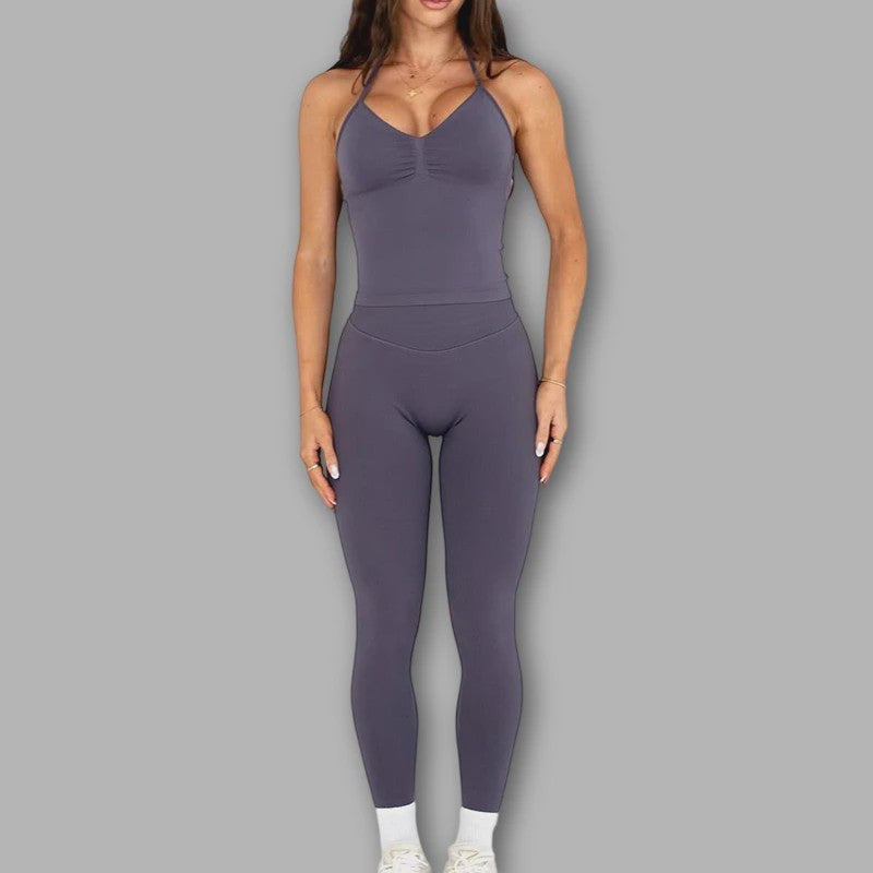 Dames Sportset: Backless Tanktop & Scrunch Seamless Legging