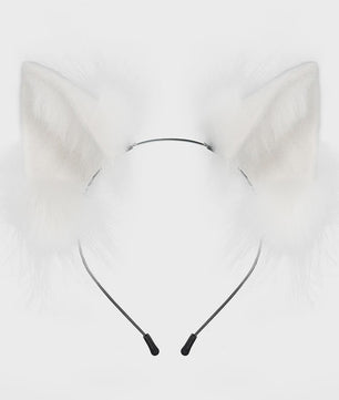 Handgemaakte Wolfsoren Haarband - Verstelbaar & Zacht voor Cosplay, Halloween & Feesten
