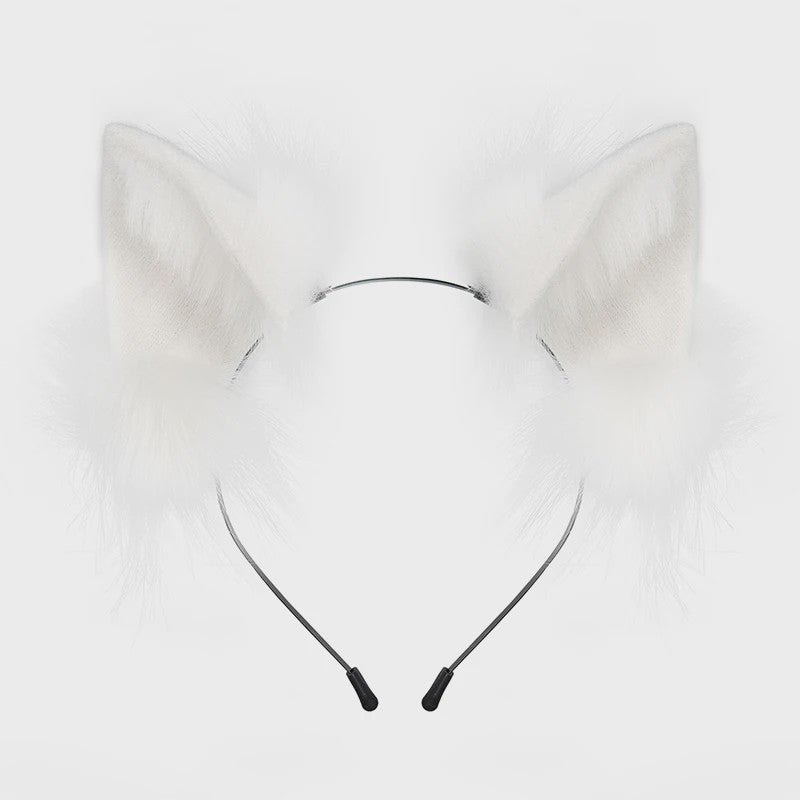 Handgemaakte Wolfsoren Haarband - Verstelbaar & Zacht voor Cosplay, Halloween & Feesten