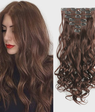Clip-in Haarverlenging 7 Delig - 55cm Lang Krullend Synthetisch Haar