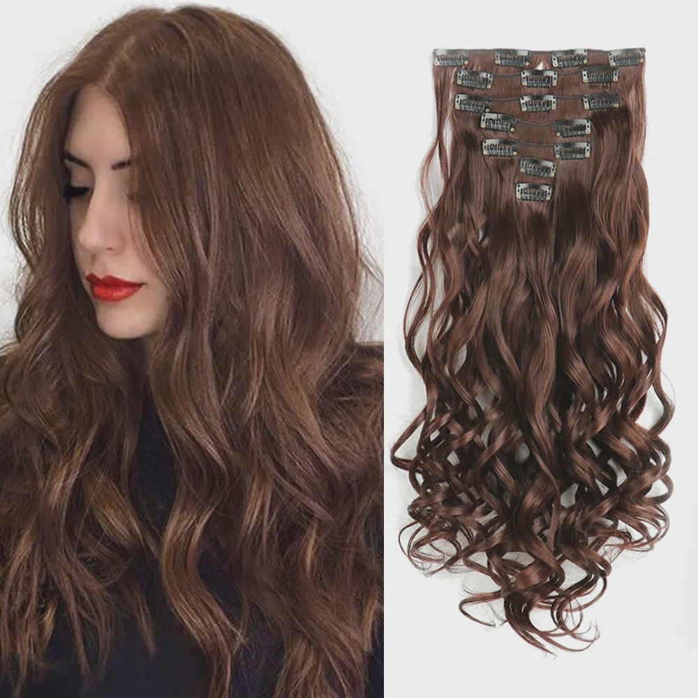 Clip-in Haarverlenging 7 Delig - 55cm Lang Krullend Synthetisch Haar