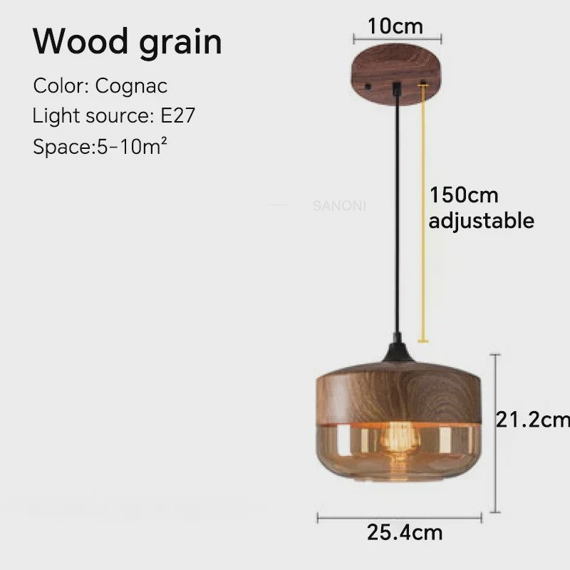 Scandinavische Houten LED Glas Hanglamp - Modern Design voor Woonkamer, Slaapkamer & Eetkamer