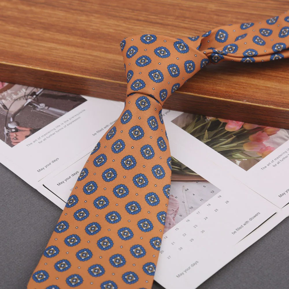 Klassieke Heren Strikdas - Imitatie Zijde met Polka Dot & Bloemendessin