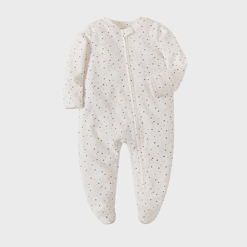 Katoenen Newborn Pyjama met Voetjes en Ritssluiting - Romper voor Jongens en Meisjes (0-12 Maanden)