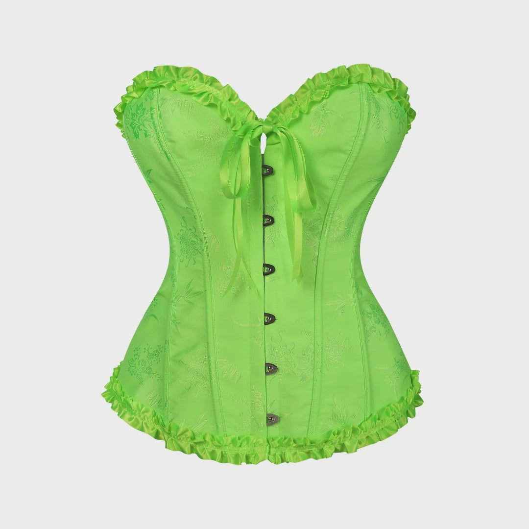 Sexy Jacquard Bustier Corset met Ruches en Push-Up Effect - Gothic Stijl