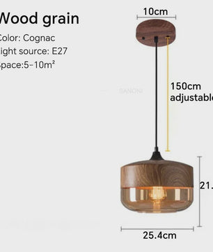 Scandinavische Houten LED Glas Hanglamp - Modern Design voor Woonkamer, Eetkamer & Slaapkamer
