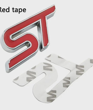 ST Grille Badge Embleem Sticker - Rood/Blauw Chroom - Voor Ford Fiesta, Focus, Mondeo