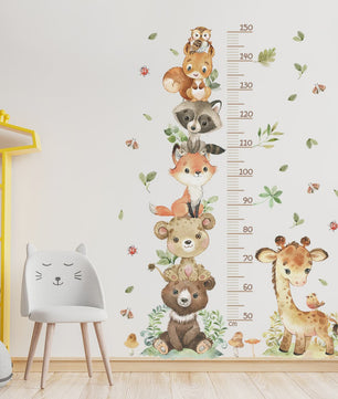 Vrolijke Groeimeter Muursticker met Safari Dieren - Perfect voor de Kinderkamer