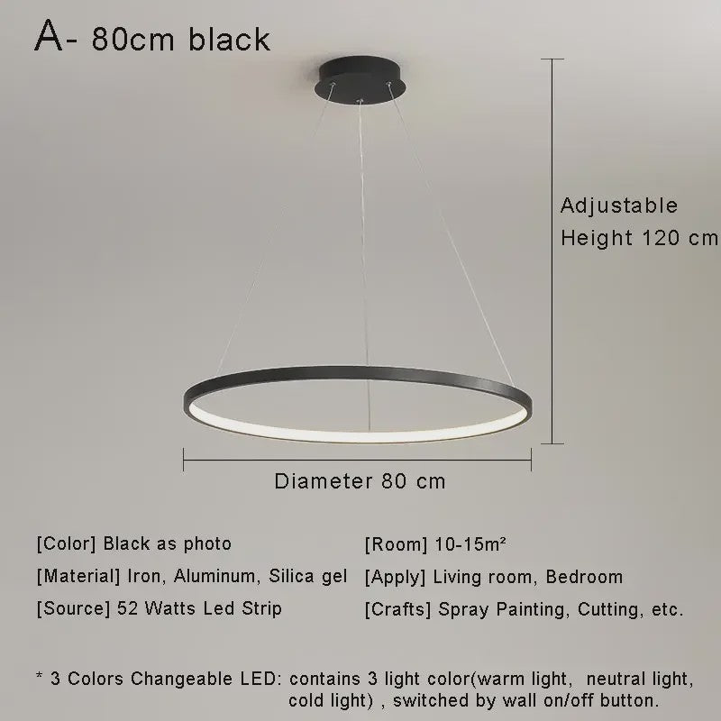 Moderne Minimalistische LED Ring Plafondlamp - Stijlvolle Hanglamp voor Woonkamer & Eetkamer
