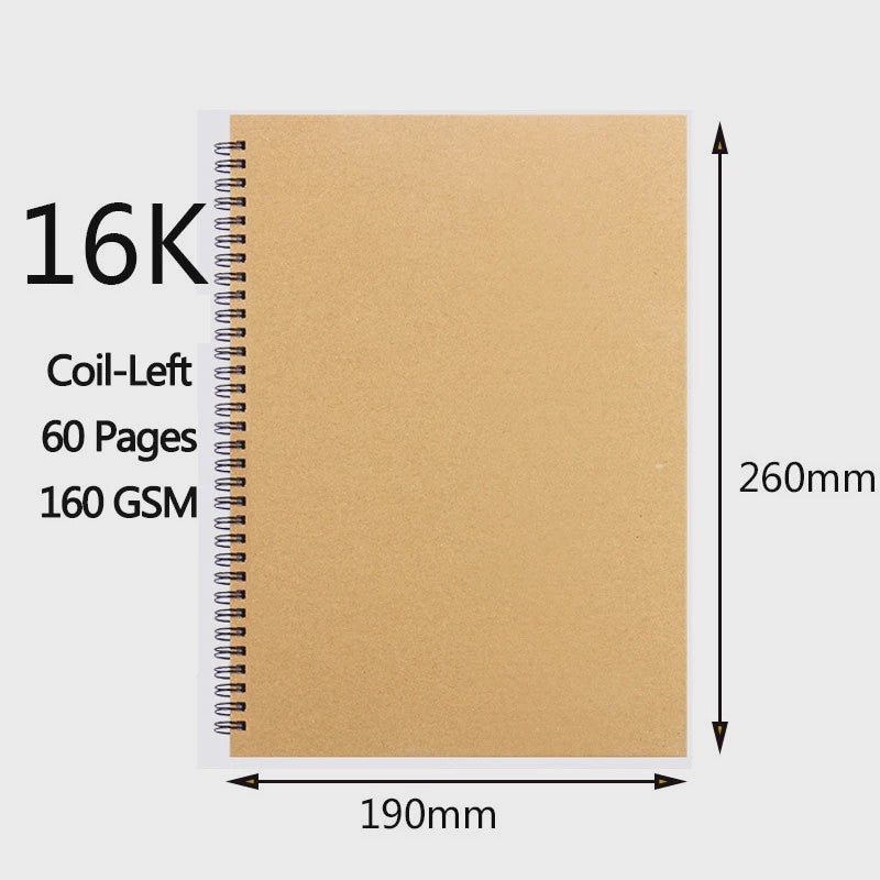 Schetsboek met Dik Papier (160 GSM) - Diverse Maten A3, A4, A5, 8K, 16K - Ideaal voor Tekenen en Schilderen
