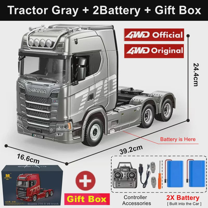 RC Tractor Truck Scania 770S 1:18 - Officieel Gelicenseerd met Licht & Geluid