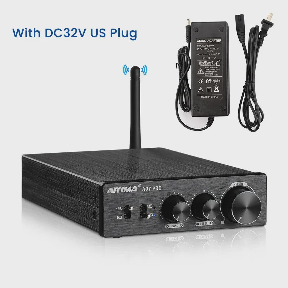 AIYIMA A07 PRO Bluetooth 5.2 Versterker TPA3255 - 2x 300W Stereo Digitale Audio Versterker met RCA & APT-X HD