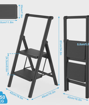 Opvouwbare Steekladder met Optionele Handgreep - 2/3/4 Treden, 250kg Belastbaar