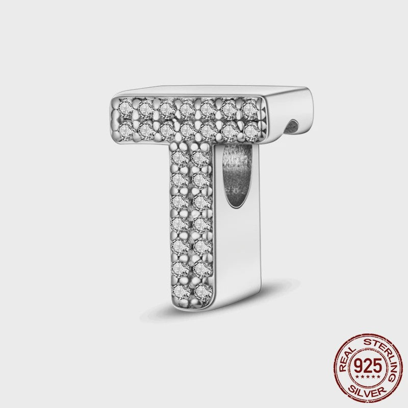 925 Sterling Zilver Letter Bedels A-Z met Zirkonia - Personaliseer je Armband