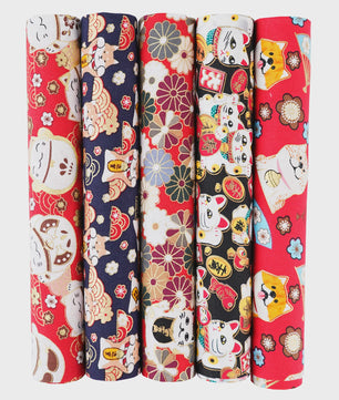 5x Japanse Katoen Stofjes Bundel - 25x25cm of 50x50cm - Patchwork & Quilt