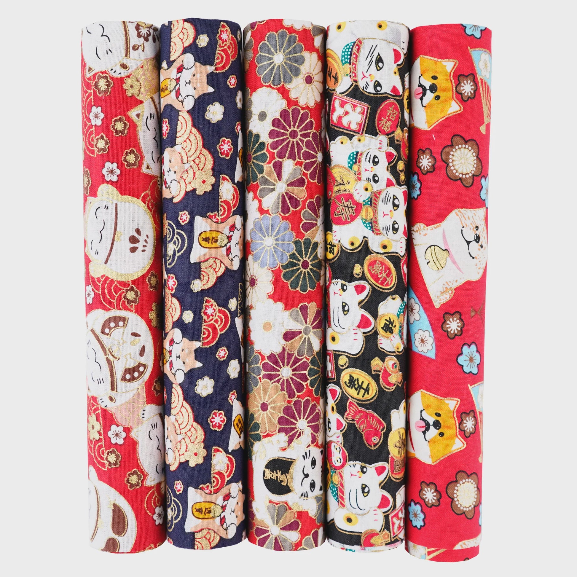 5x Japanse Katoen Stofjes Bundel - 25x25cm of 50x50cm - Patchwork & Quilt