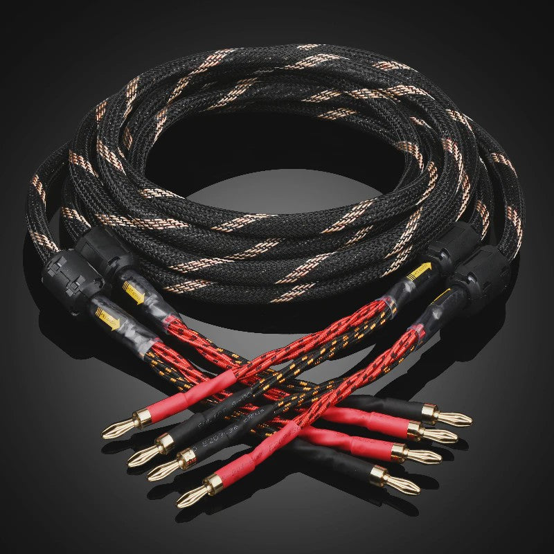 High-End Hifi Luidsprekerkabel - 6N OFC Koper, Vergulde Banana/Y-stekkers