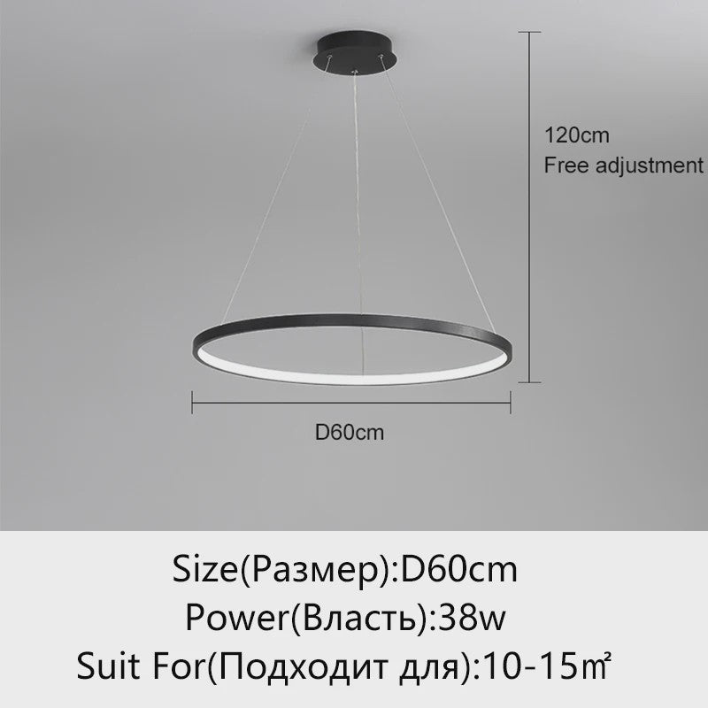 Moderne Ronde LED Plafondlamp Zwart/Wit - Dimbaar Hanglamp voor Keuken en Woonkamer