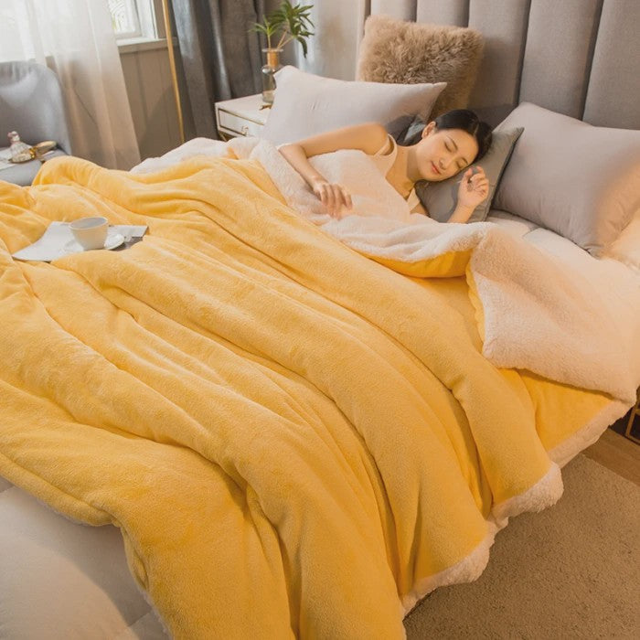 Luxe Dubbelzijdige Wol Pluche Deken - Warm & Comfortabel voor Bed, Bank & Camping