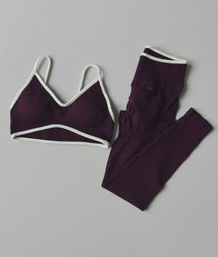 Naadloze 2-delige Sport Set: Leggings met Hoge Taille & Strappy Sport BH voor Fitness en Gym