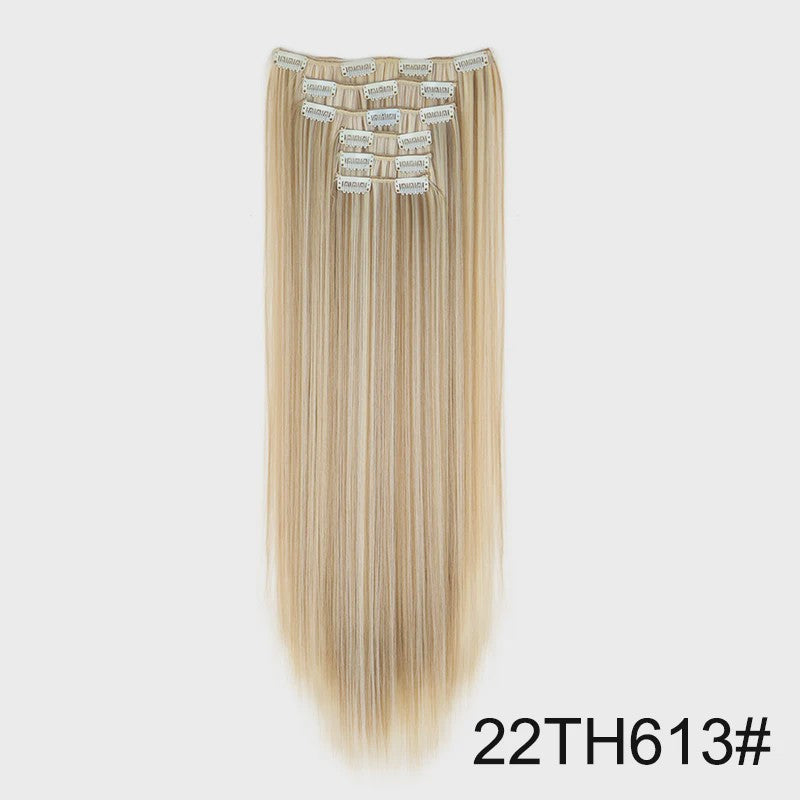 Synthetische Clip-in Haarverlengingen 24 Inch - Lang Steil, Hittebestendig, Diverse Kleuren