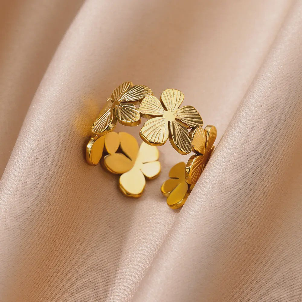 Luxe Gouden Ringen Set: Zirkonia & Boze Oog Design - Verstelbaar & Trendy