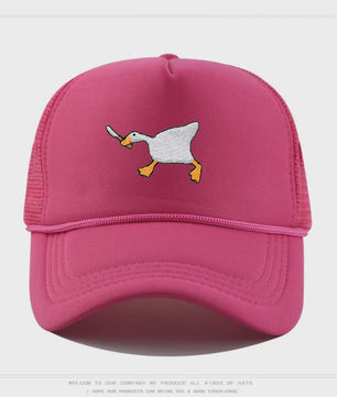 Unieke Geborduurde Baseball Cap met Gans Patroon - Casual Stadsstijl