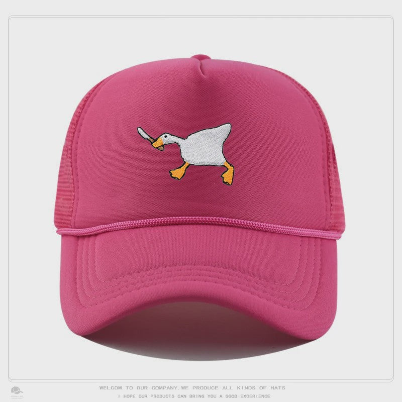 Unieke Geborduurde Baseball Cap met Gans Patroon - Casual Stadsstijl
