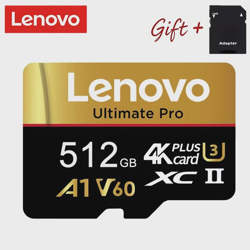 Lenovo Ultimate Pro Micro SDXC Kaart - 512GB, 4K UHD, V60, A1, Hoge Snelheid