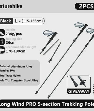 Naturehike Ultralichte Carbon Fiber Trekkingstokken - Opvouwbaar & Snel Sluitend