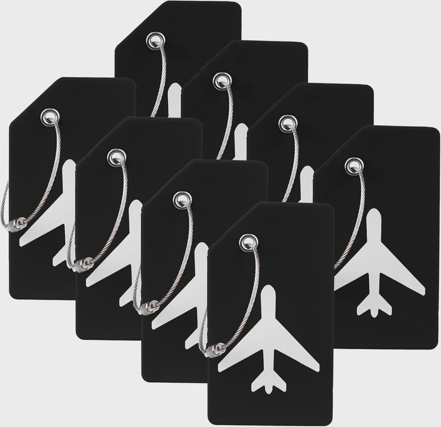 Set van 8 Siliconen Bagagelabels - Kofferlabels met Naam & Adres - Unisex Vliegtuig Reistags