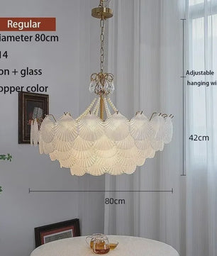 Moderne Koperen Plafondlamp met Schelp Glas en LED - Stijlvolle Hanglamp voor Woonkamer, Eetkamer & Slaapkamer