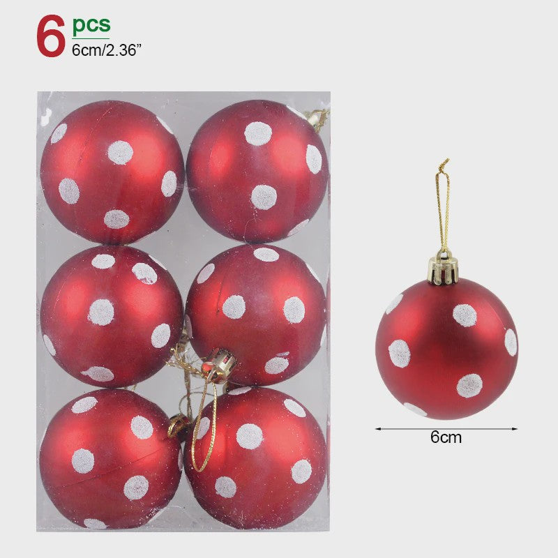 Set van 6 Kerstballen - 6cm Diameter - Decoratieve Kerstboom Hangers