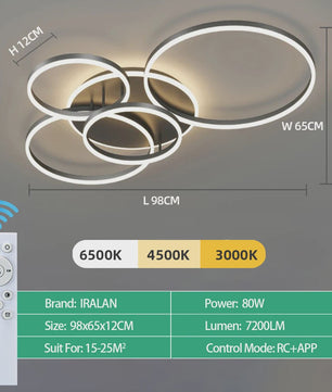 Moderne LED Plafondlamp Chandelier - Dimbare Ring Lamp voor Woonkamer & Slaapkamer