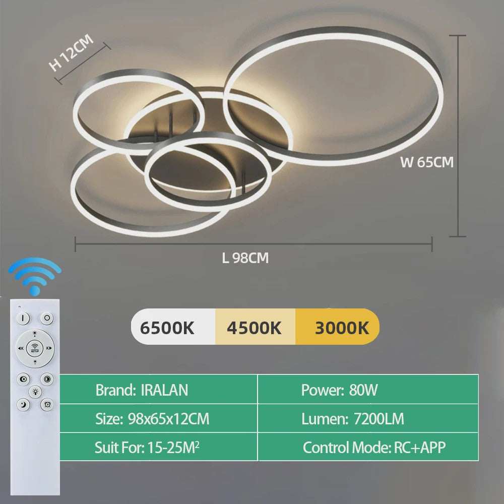 Moderne LED Plafondlamp Chandelier - Dimbare Ring Lamp voor Woonkamer & Slaapkamer