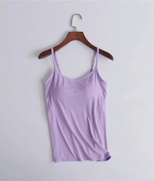 Dames Top met Ingebouwde Beha - Comfortabele Camisole Tanktop met Verstelbare Bandjes
