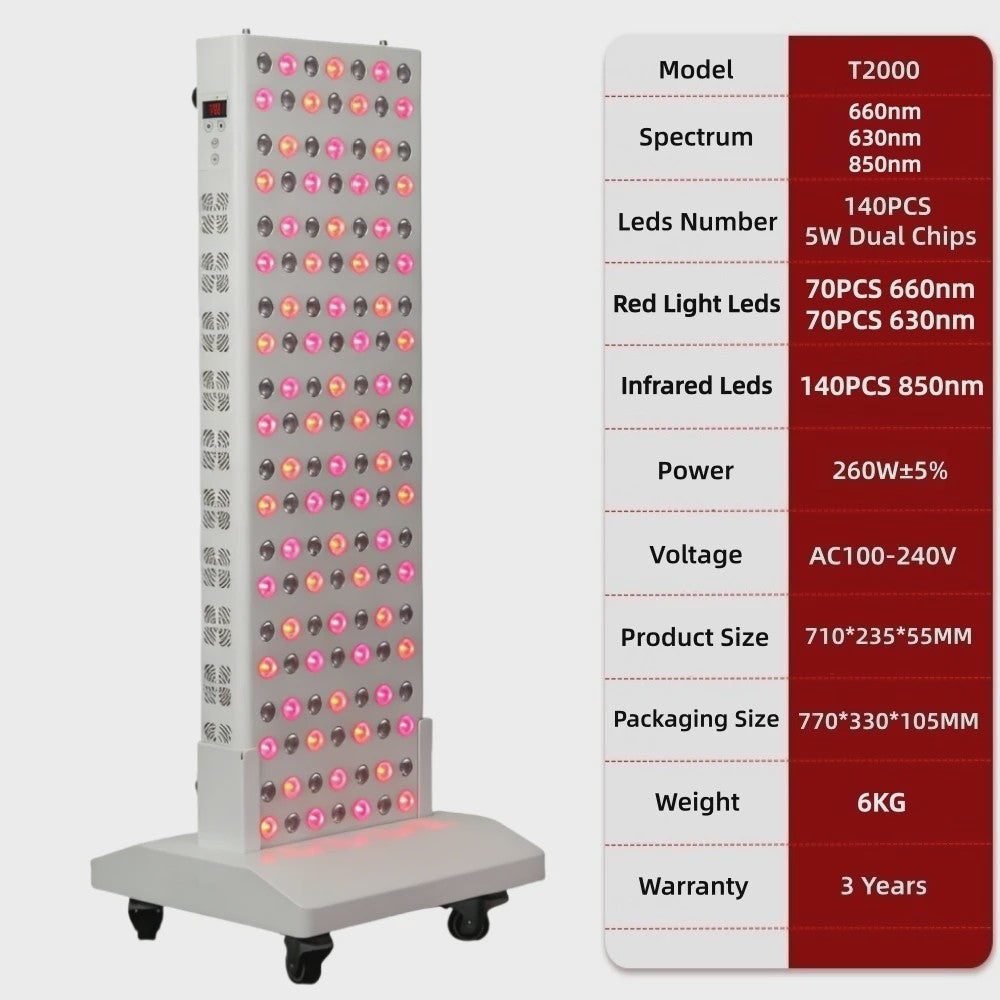 Professioneel Rood & Near Infrared LED Therapie Paneel - 630nm/660nm/850nm Dual Chip
