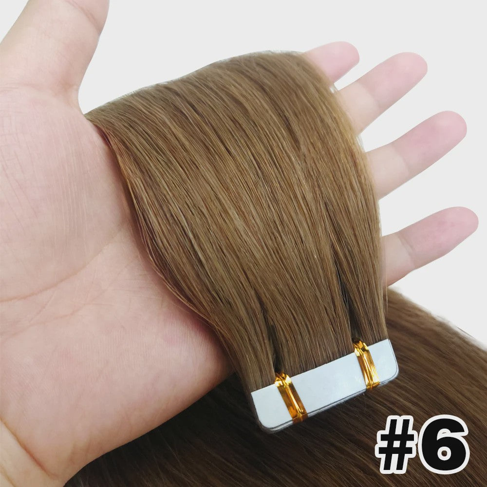 Tape-in Haarverlengingen 100% Echt Menselijk Haar - Kleur #2 - Naadloos & Zacht