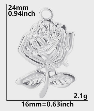 Set van 5 Zilverkleurige Stainless Steel Bedels: Ster, Maan, Zon, Vlinder, Roos & Ojo Turco