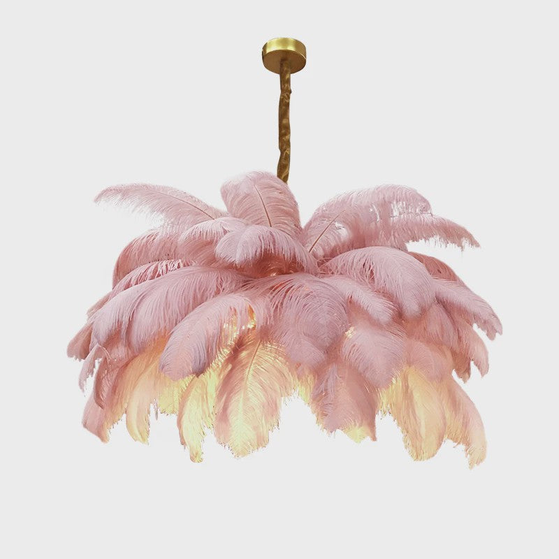 Luxe Struisvogelveer Hanglamp LED - Sfeervolle Verlichting voor Woonkamer & Slaapkamer
